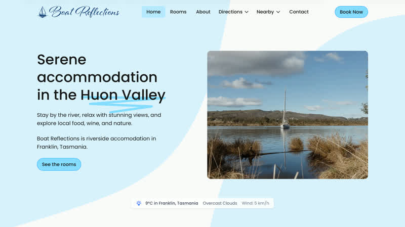 Huon Valley Accomodation, Boat Reflections